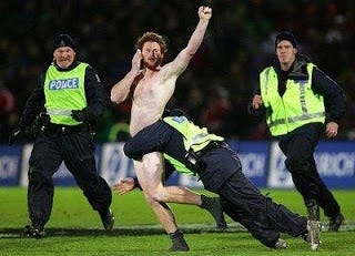Streaker at 2005 rugby match. Picture credit: Brendan Moran / SPORTSFILE