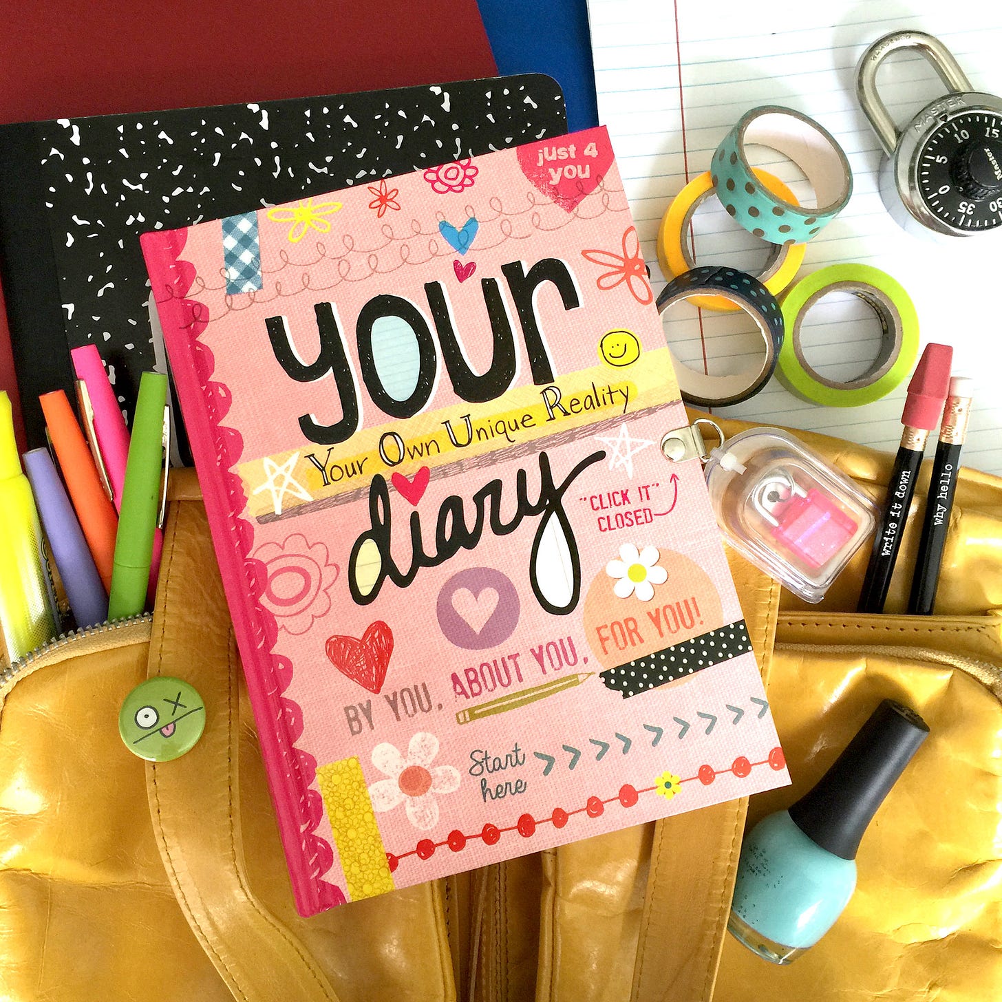 Your Diary illustrated diary for girls sparkly lock | Etsy