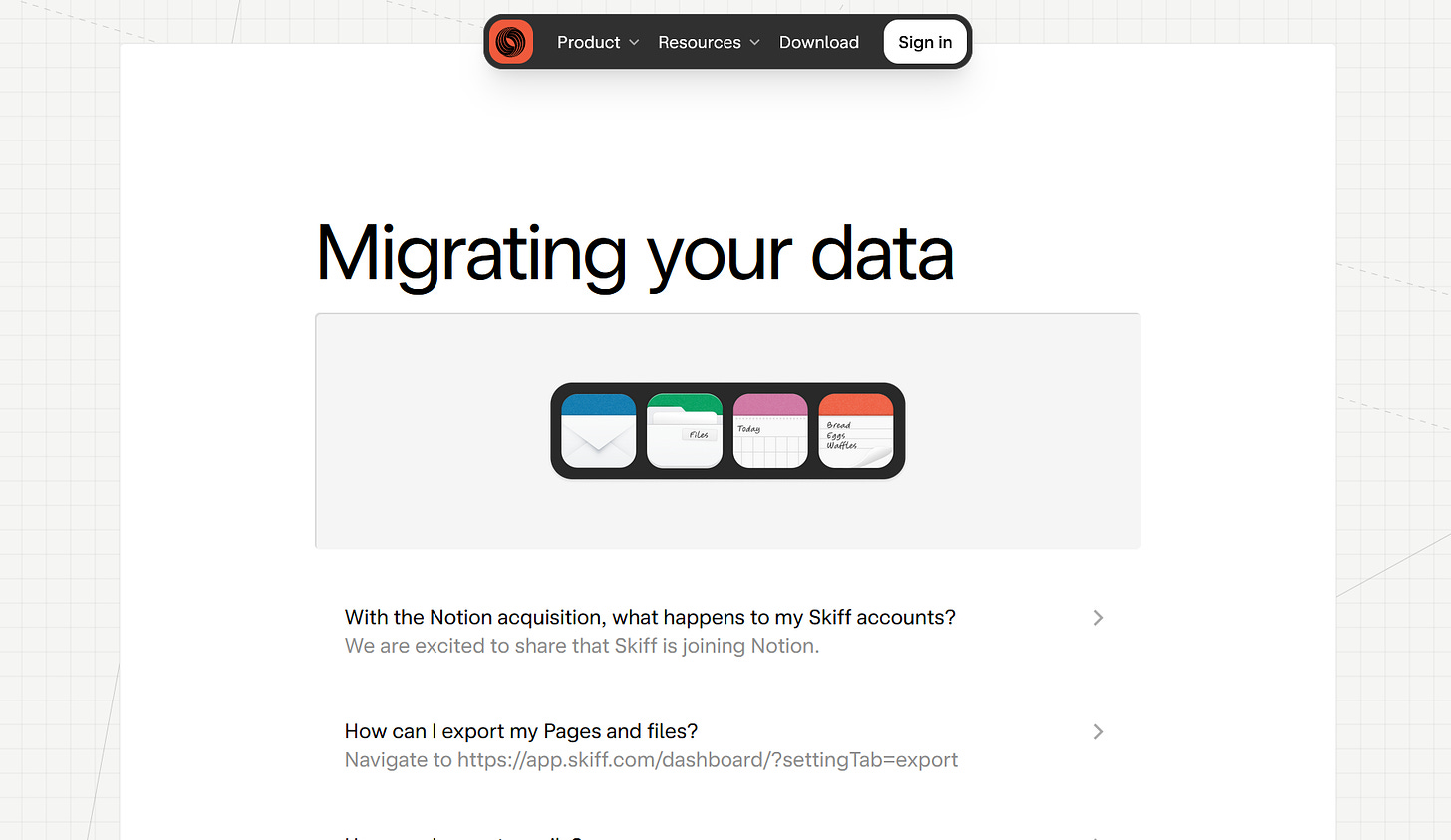 Skiff migrate your data