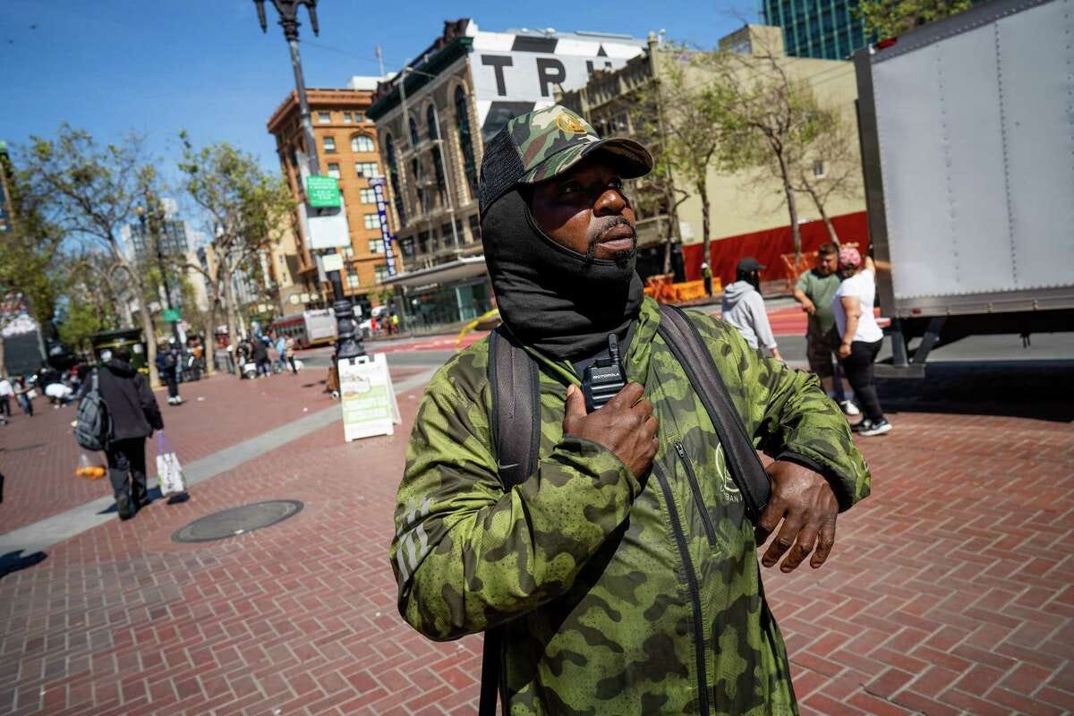 Wayne Gatlin, who works for Urban Alchemy, patrols the Tenderloin and Mid-Market in San Francisco in hopes of keeping the streets clean and safe.