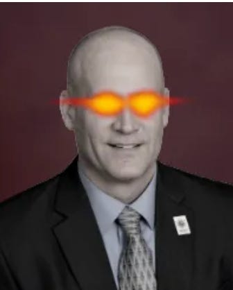 image of Dr Finch with laser eyes