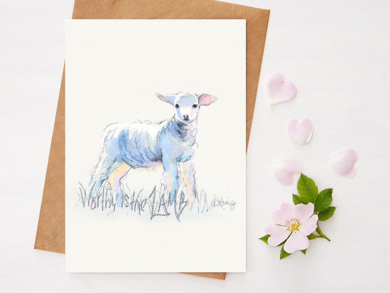 Biblical Easter Greeting Card  Behold the Lamb image 1
