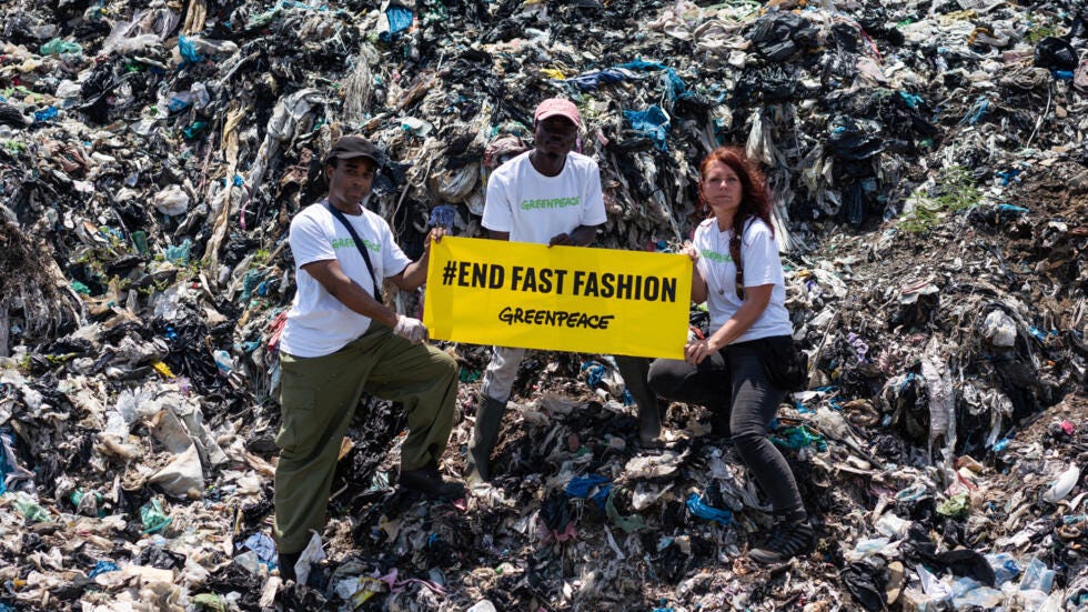 A Greenpeace team has carried out infrared scans and analyses textile waste at the landfill site near Mortuary Road in Ghana from 2023.