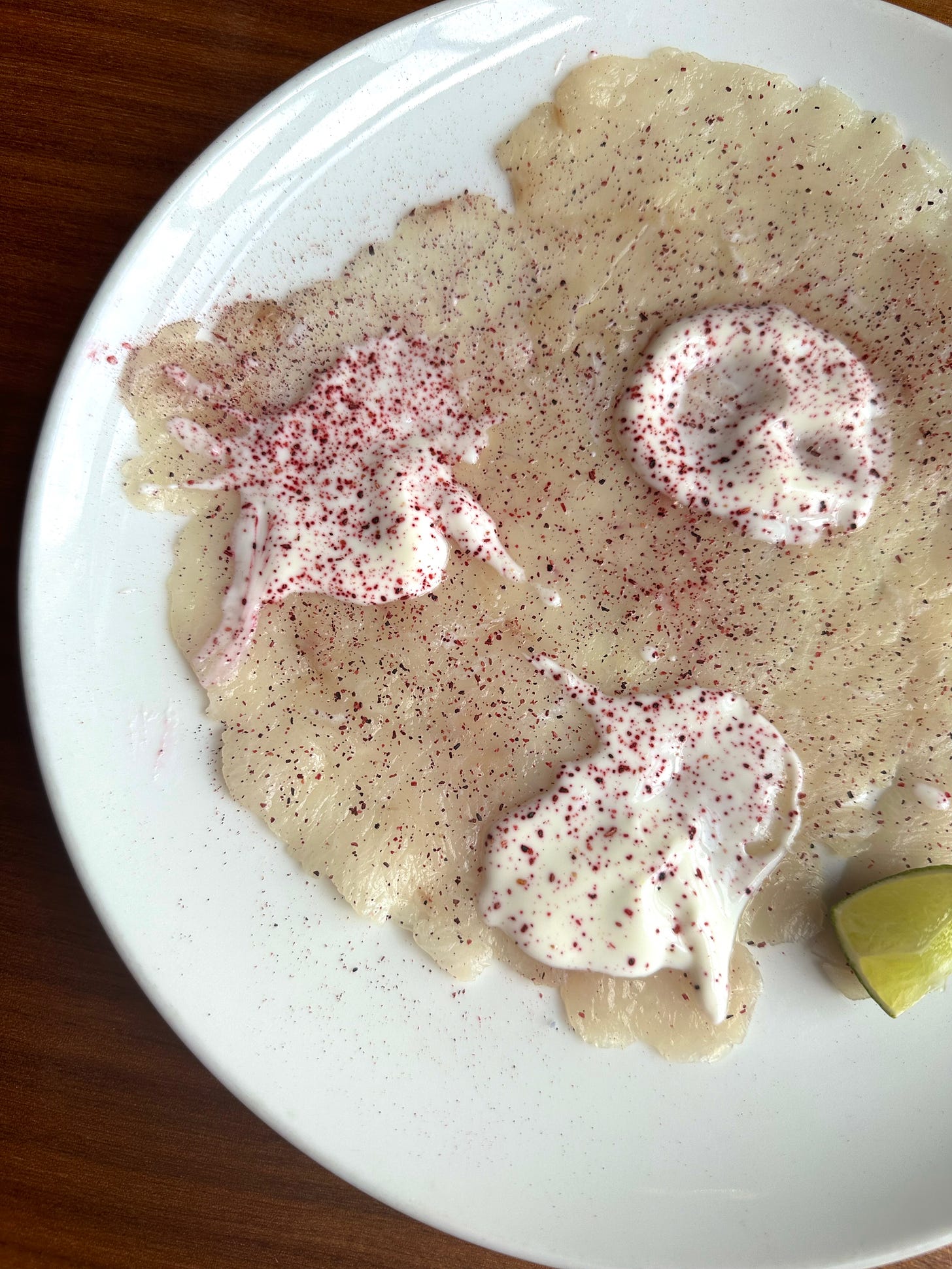 Hamachi with yogurt and hibiscus at The Lotus Eaters