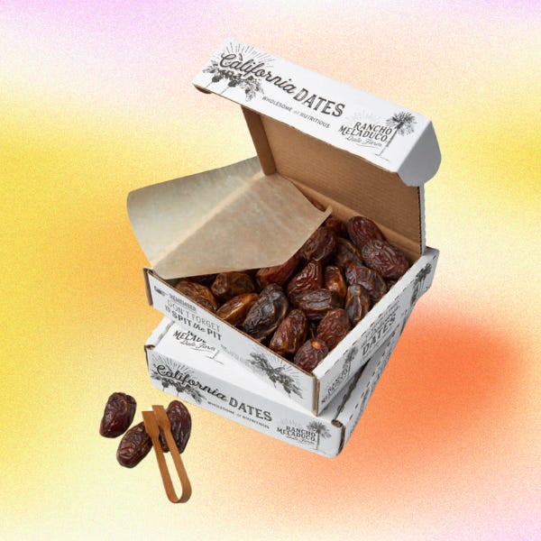 Boxes of dates on a gradient background