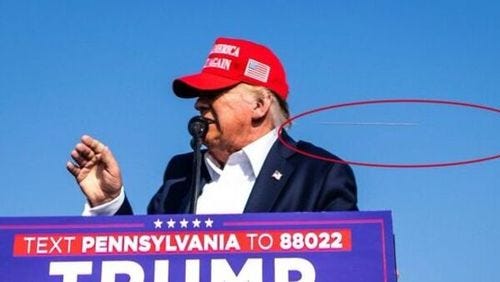 Photo by NY Times shows bullet passing by Donald Trump's ear at his election rally in Pennsylvania