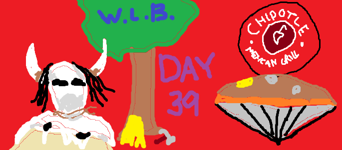Poorly drawn MSPaint image depicting items from the article and the text "WLB Day 39"