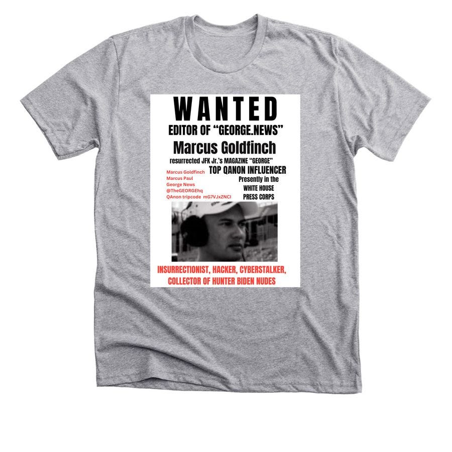 WANTED GEORGE NEWS FOR CYBERCRIMES, a Dark Heather Grey Premium Unisex Tee