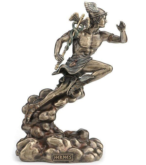 Bronze Hermes Running with Caduceus Sculpture | Hermes statue, Statue ...