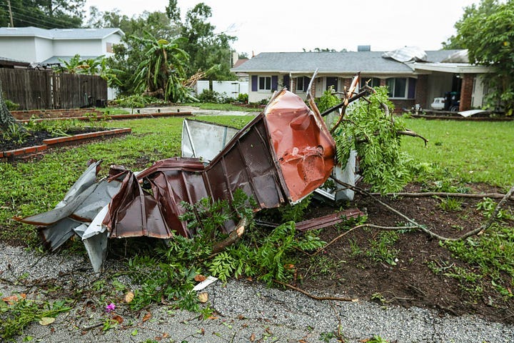 A backyard devastated by a storm