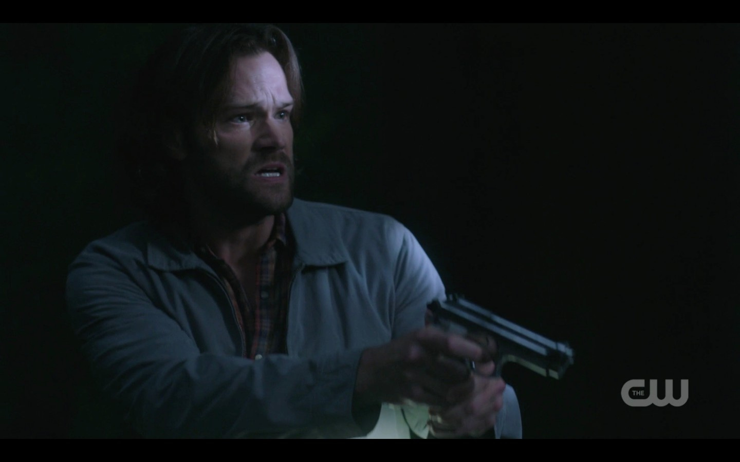 sam winchester freaked out with gun spn