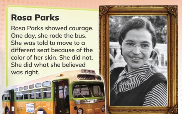 In the initial version for the review, Ms. Parks was told to move because of “the color of her skin.”