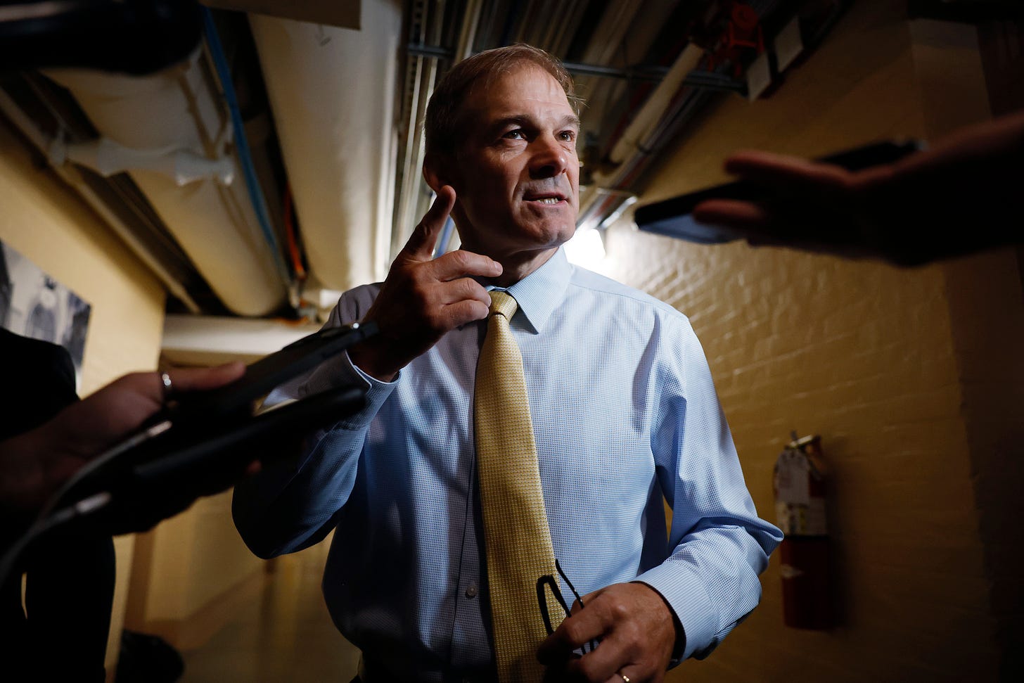 House Judiciary Committee Chairman Jim Jordan (R-OH) speaks to reporters earlier this month at the U.S. Capitol. (Chip Somodevilla / Getty Images)