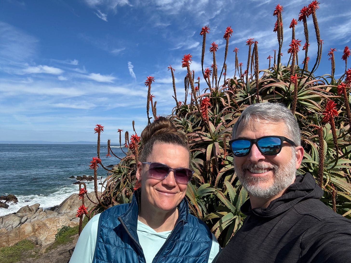 My wife and I celebrating our anniversary in Pacific Grove