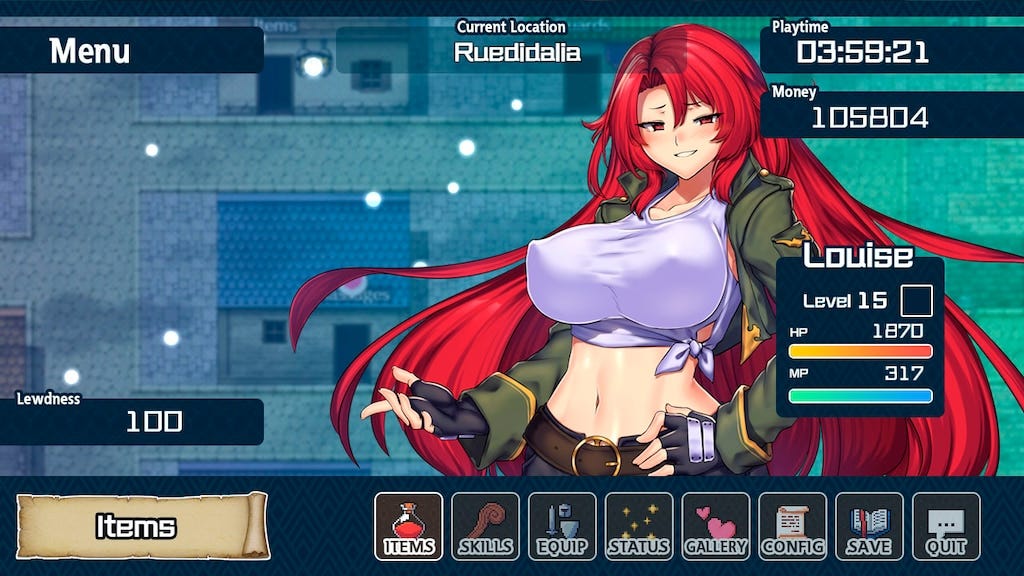 MEnu interface where it shows the protagonist with a smug smile