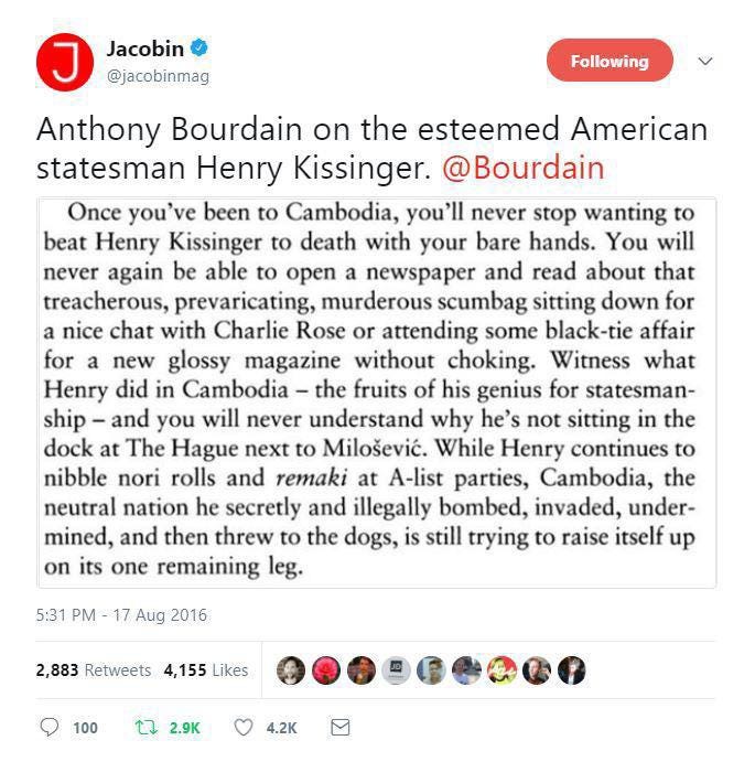 Anthony Bourdain on Kissinger : r/behindthebastards