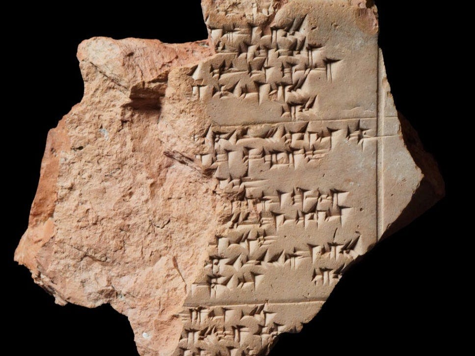 <p>Fragment of a Hittite festival text in cuneiform script found in the Hittite capital, Hatussa/Bogazkoy, this year </p>