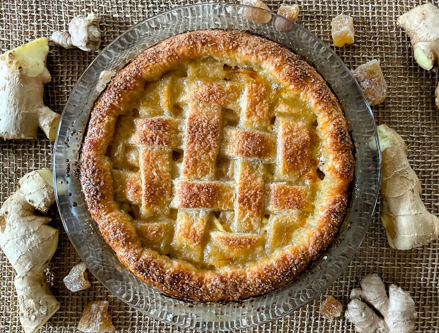 Whole ginger honey pear pie