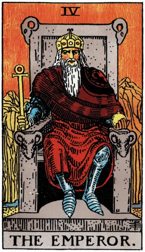 The Emperor tarot card from the Rider Waite deck