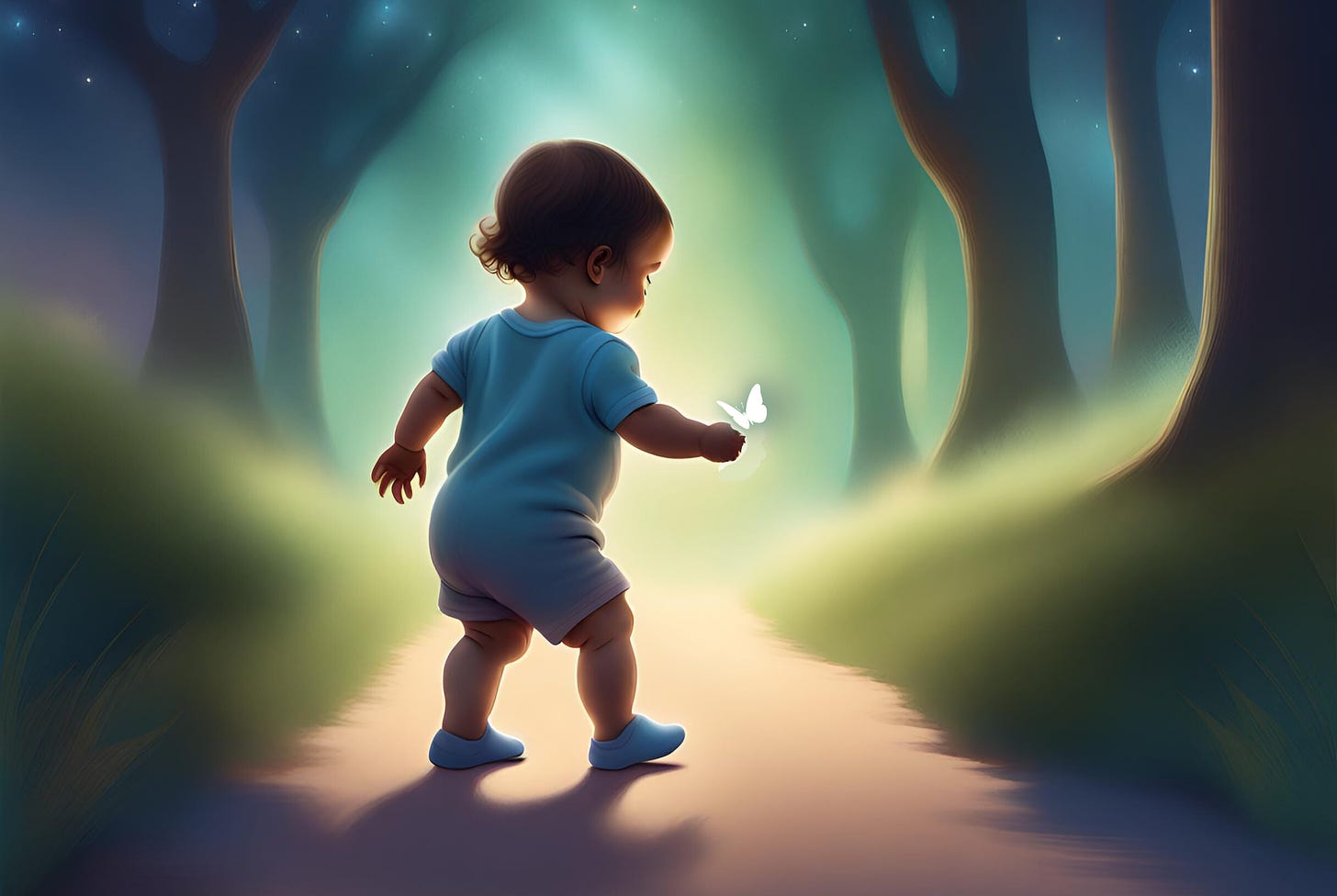 Illustration of a toddler learning to walk