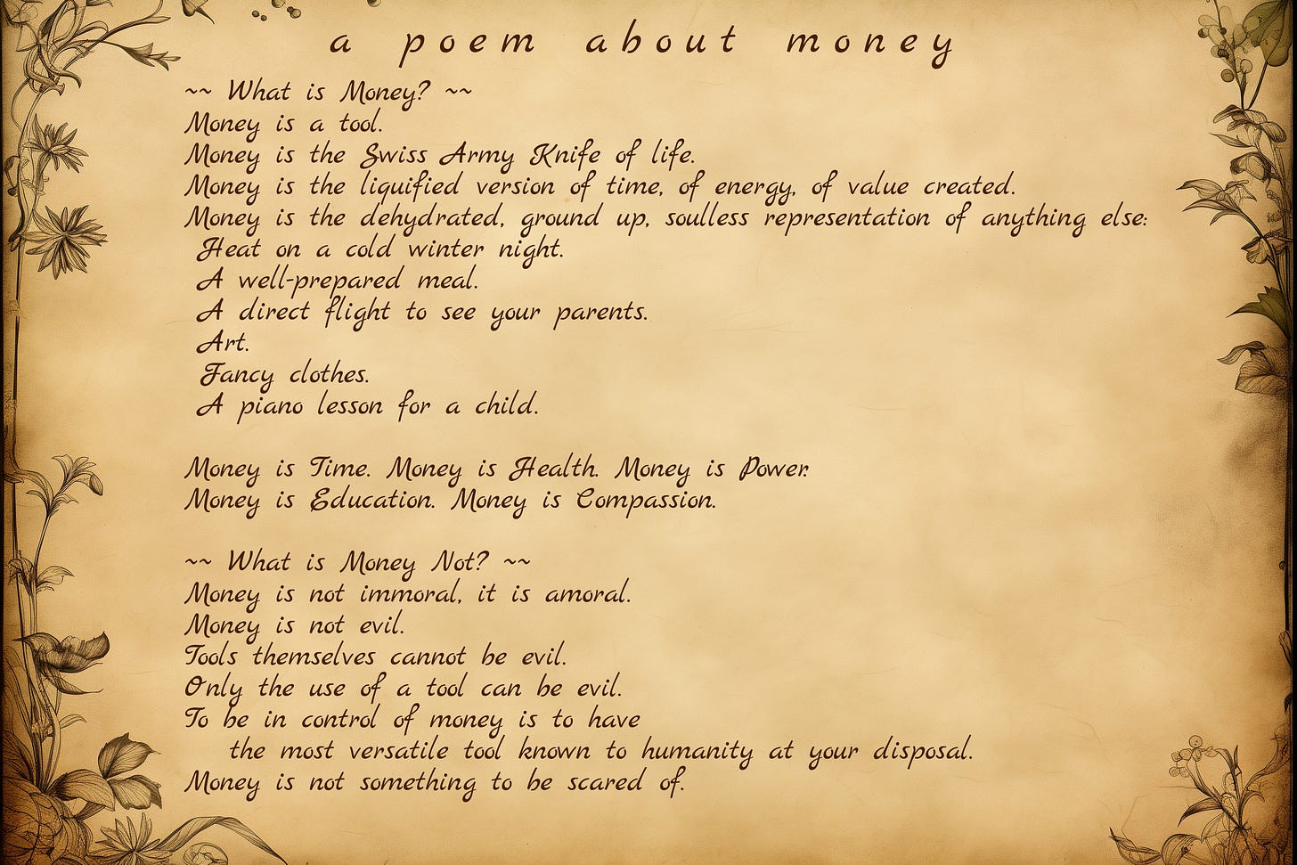 a poem about money
