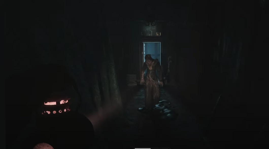 A screenshot of the approaching wife character model from the layers of fear remake, which clearly lacks the full "tiddies out" look from before.