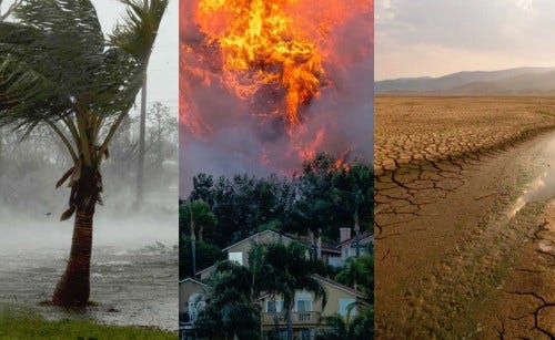 hurricane wildfire drought montage