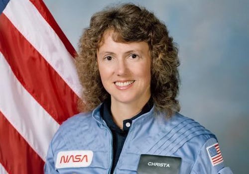 Astronaut Sharon Christa McAuliffe, payload specialist Teacher in Space Project. Official Portrait