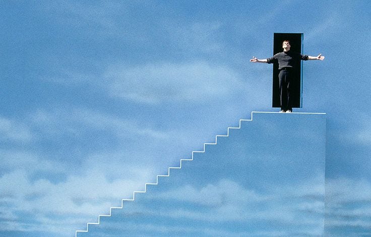 the-truman-show-stairs | The truman show, Jim carrey, Movie scenes