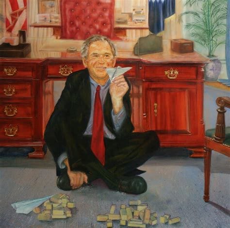 Painting of George Bush Playing Airplanes With Two Jenga Towers Found ...