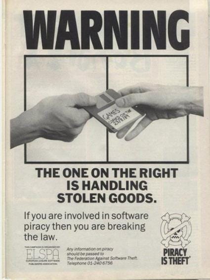 r/PropagandaPosters - "If you are involved in software piracy then you are breaking the law" Anti piracy poster, circa 1980