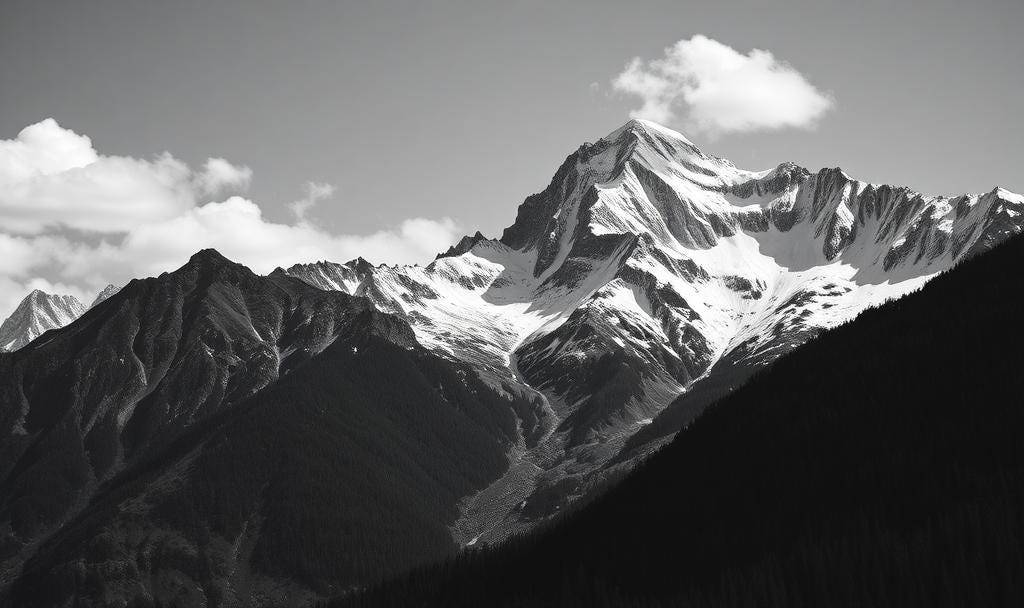 Image of a black and white mountain