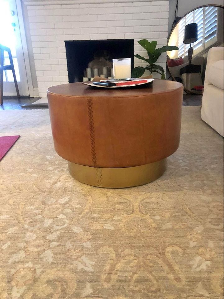 Product photo of Fleet Round Leather Coffee or Side Table Pottery Barn