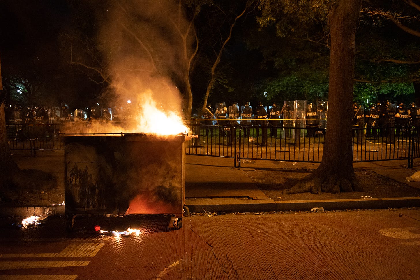 File:Burning dumpster at George Floyd protests in Washington DC, Lafayette  Square.jpg - Wikimedia Commons