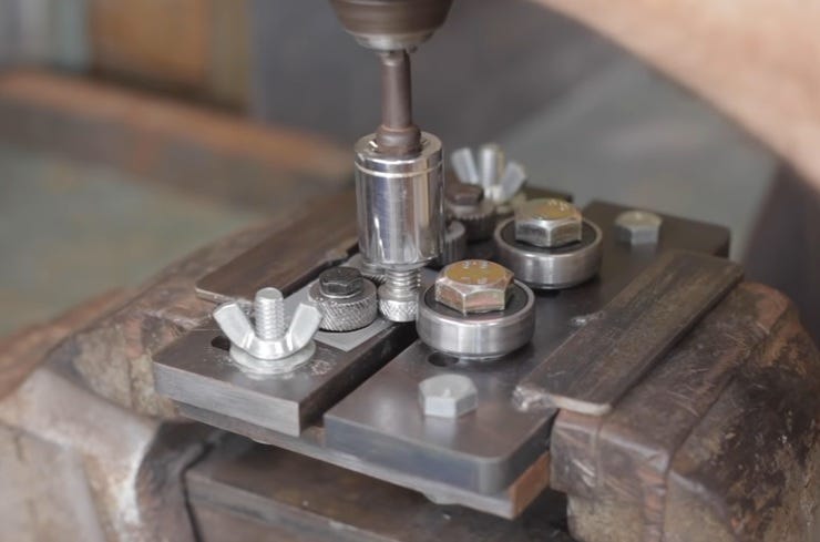 Turning bolts into knurled knobs.