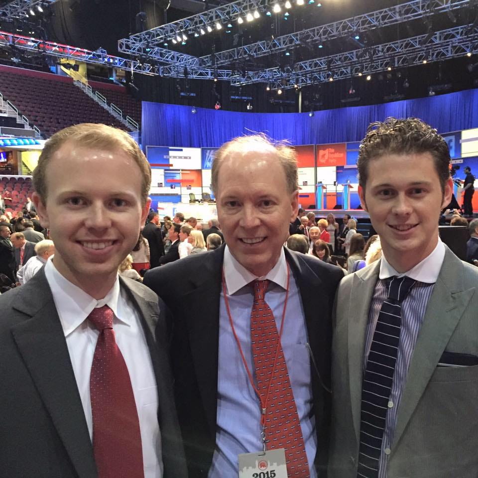 L-R: Paul Kalmbach Jr., Paul Kalmbach Sr., and Daniel Kalmbach at what appears to be the first 2016 presidential debate on Aug 6, 2015 in Cleveland, Ohio
