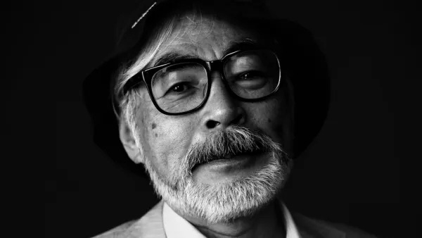 Hayao Miyazaki black and white.