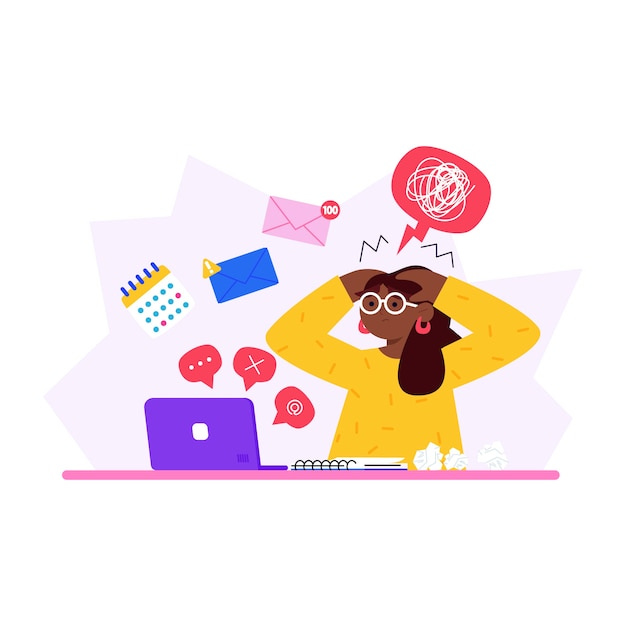 Hand drawn flat design overwhelmed people illustration