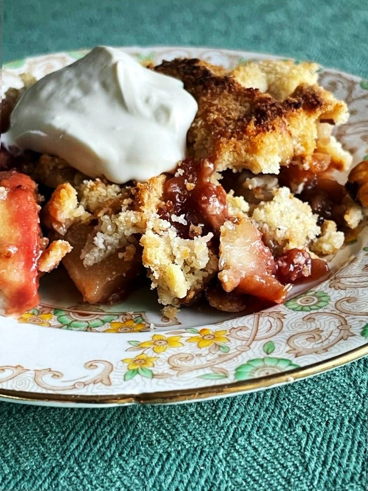 apple pear and plum crumble