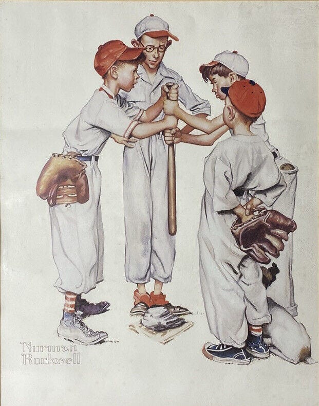 Norman Rockwell Framed Baseball Piece