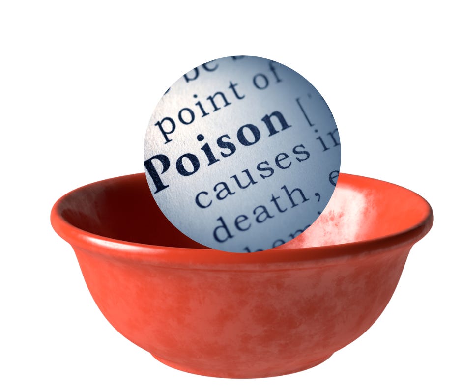 word Poison in a red bowl