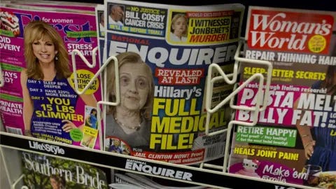 Getty Images A cover of the Enquirer about Hillary Clinton's health