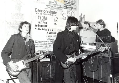 The Cabs rehearsing at their studio, Western Works, Sheffield, 1977