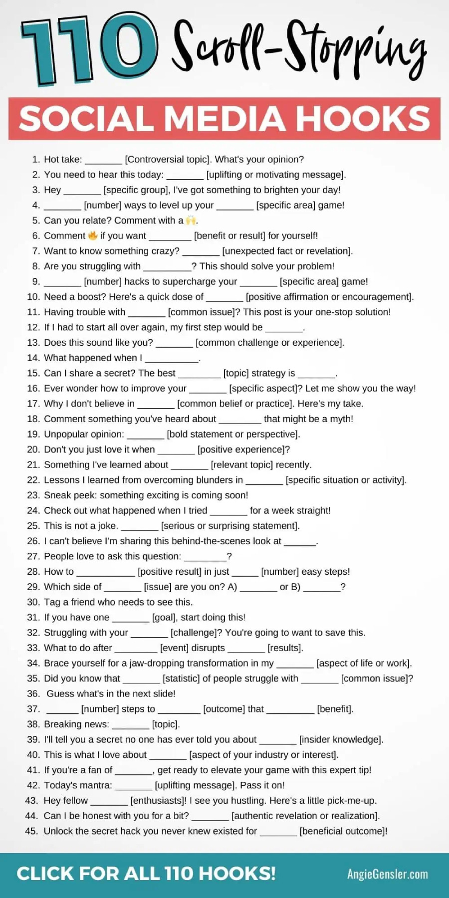 110 Social Media Hook Ideas 110 Social Media Hook Ideas