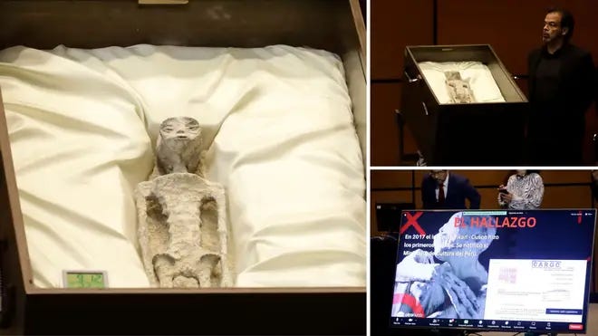 Alien corpses' with 'unknown DNA and eggs inside' presented at Mexican  Congress as UFO... - LBC
