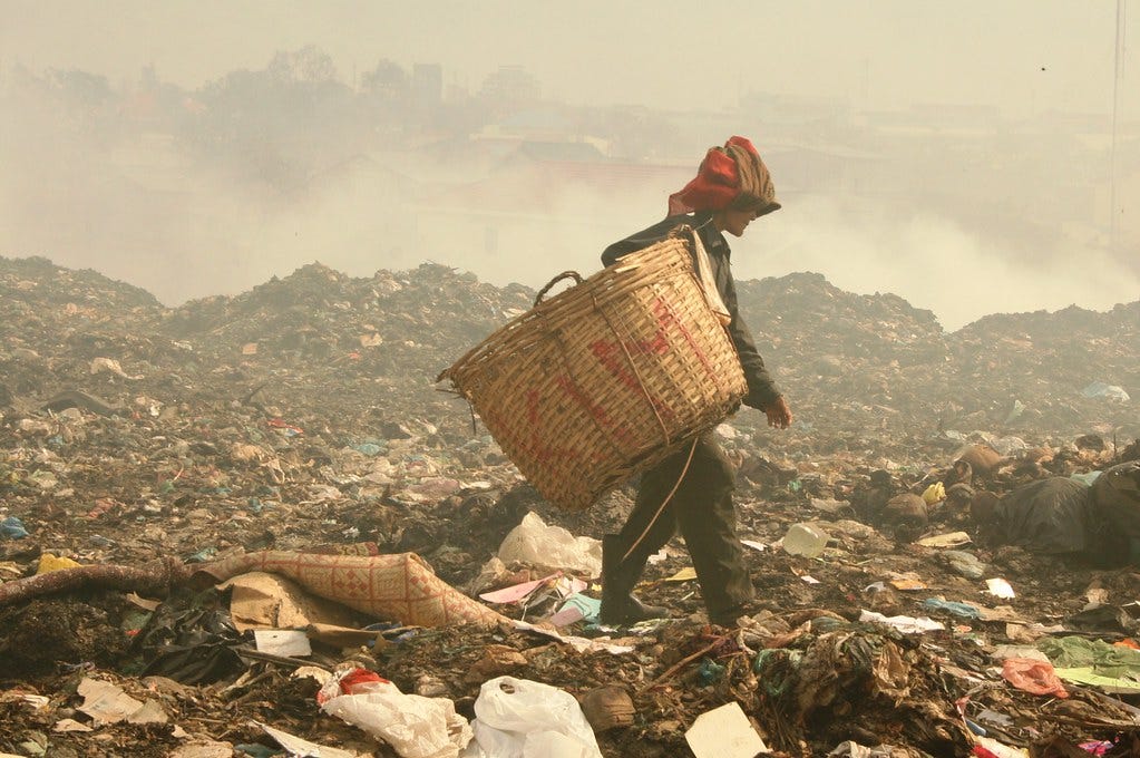 Scavenger at Stung Meanchey garbage dump in Phnom Penh