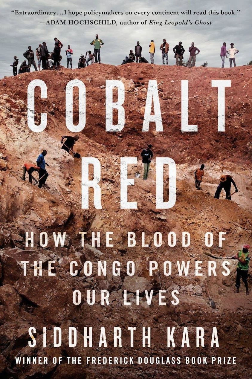 May be an image of 15 people, poster, book and text that says '"Extraordinary. ..I hope policymakers on every continent will read this book. -ADAM HOCHSCHILD, author of King Leopold's Ghost COBALT RE'D HOW THE BLOOD OF THE CONGO POWERS OUR LIVES SIDDHARTH KARA WINNER OF THE FREDERICK DOUGLASS BOOK PRIZE'