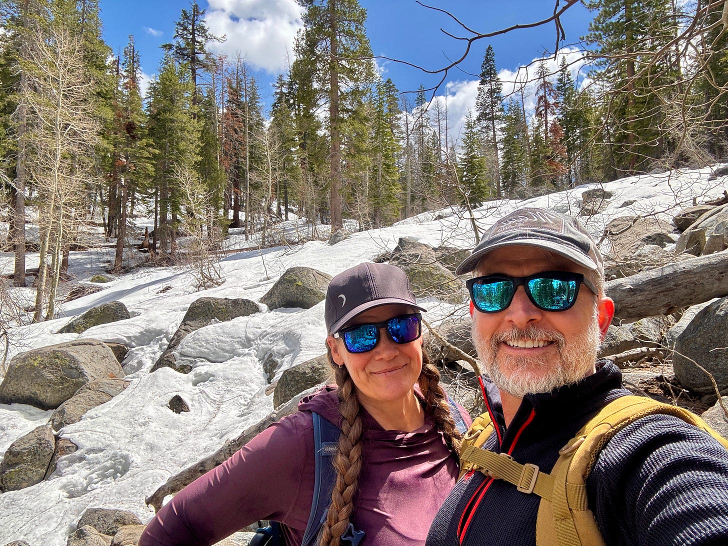 Larry and Nicole hiking on a Wed