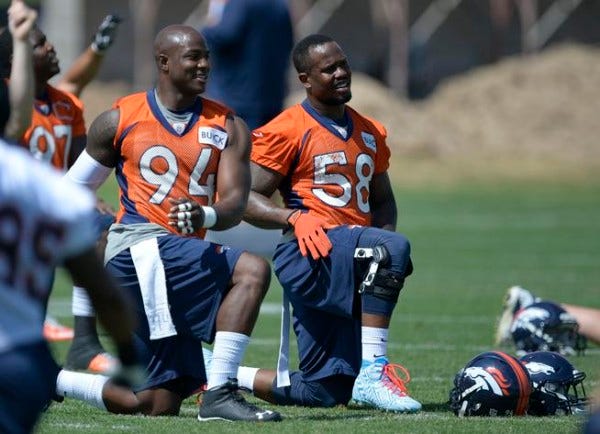 von miller with demetrius ware threat to san diego chargers 2015 nfl