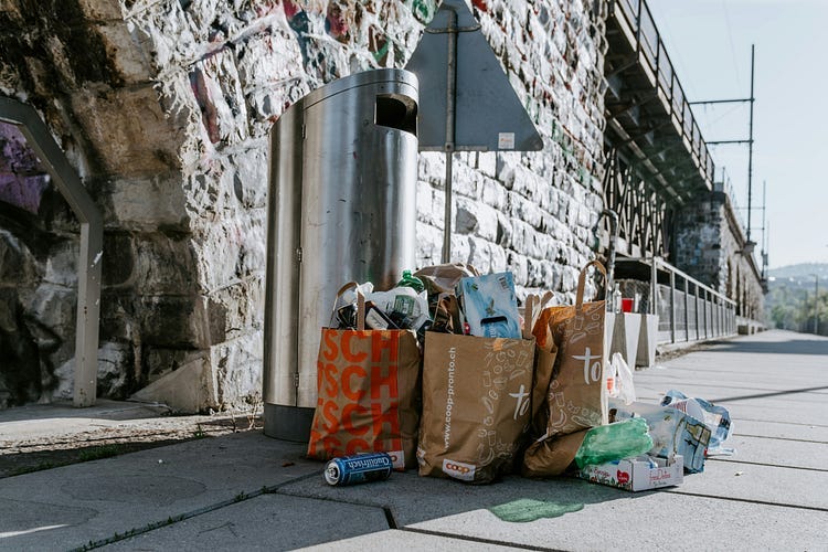 Bags of Garbage on a street